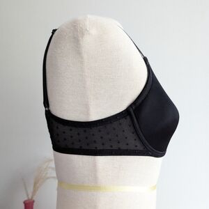 Vintage Victoria's Secret Black Dot Sheer Panel Bra